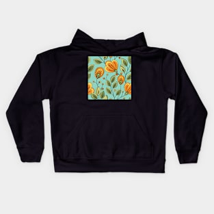 Colored Pattern with Vintage Floral Motifs Kids Hoodie